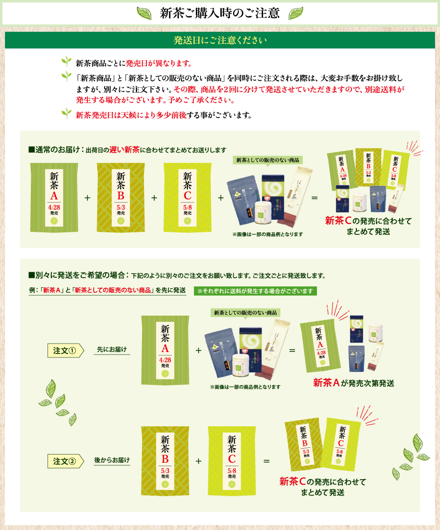 新茶ご購入時のご注意
