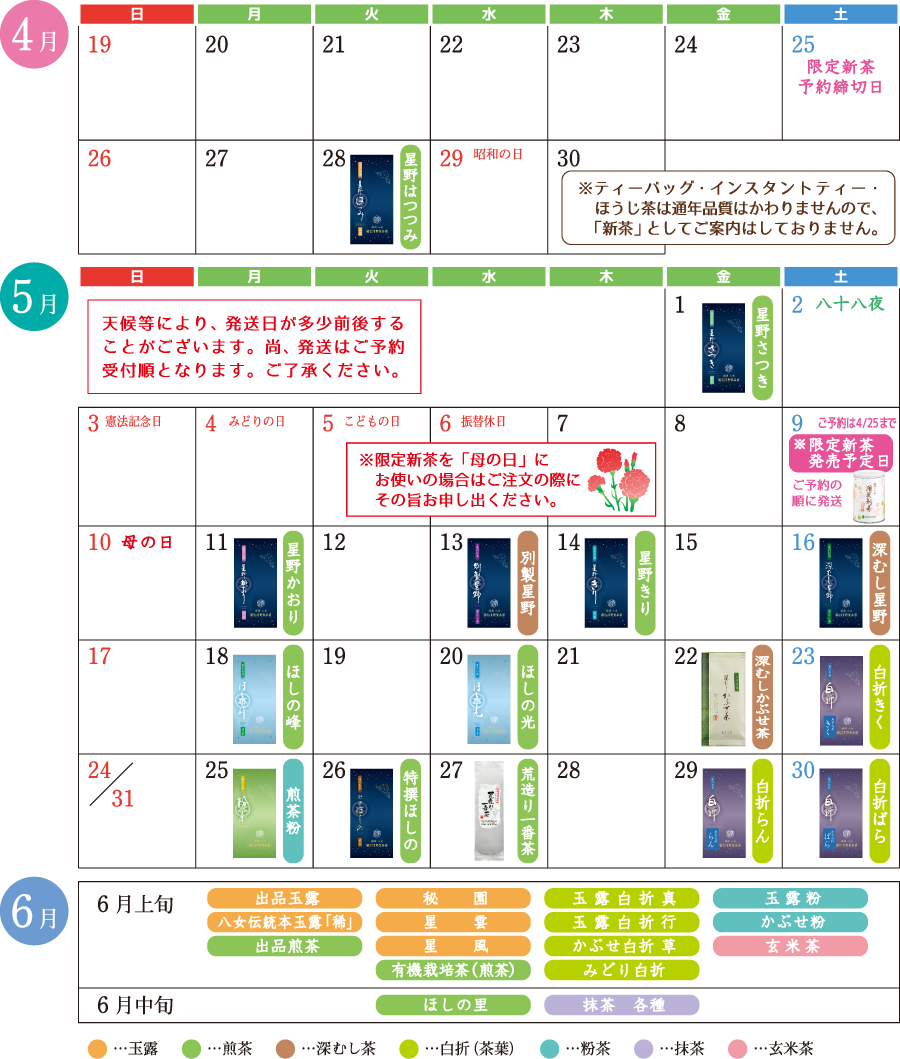 2026年新茶発売予定表